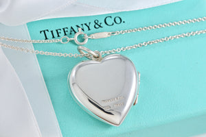 Tiffany & Co. Silver Large Heart Locket 18" Chain Necklace