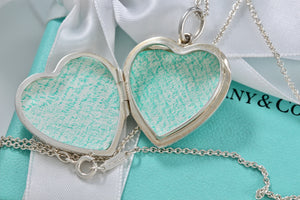 Tiffany & Co. Silver Large Heart Locket 18" Chain Necklace
