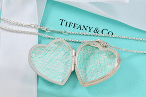 Tiffany & Co. Silver Large Heart Locket 18" Chain Necklace