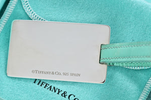 Tiffany & Co. 1837 Silver Luggage Tag Blue Leather Strap