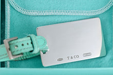 Load image into Gallery viewer, Tiffany &amp; Co. 1837 Silver Luggage Tag Blue Leather Strap
