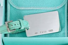 Load image into Gallery viewer, Tiffany &amp; Co. 1837 Silver Luggage Tag Blue Leather Strap
