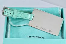 Load image into Gallery viewer, Tiffany &amp; Co. 1837 Silver Luggage Tag Blue Leather Strap
