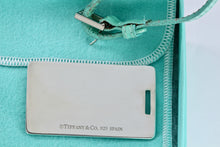 Load image into Gallery viewer, Tiffany &amp; Co. 1837 Silver Luggage Tag Blue Leather Strap
