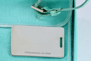 Tiffany & Co. 1837 Silver Luggage Tag Blue Leather Strap