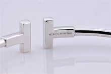 Load image into Gallery viewer, Tiffany &amp; Co. 18K White Gold Diamond T Wire Bangle Bracelet
