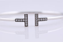 Load image into Gallery viewer, Tiffany &amp; Co. 18K White Gold Diamond T Wire Bangle Bracelet
