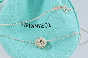 Tiffany & Co. Mesh Silver Twist Knot Pendant Necklace