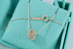 Tiffany & Co. Mesh Silver Twist Knot Pendant Necklace