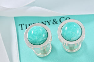 Tiffany & Co. Paloma Picasso Mens Silver Amazonite Cufflinks