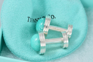 Tiffany & Co. Paloma Picasso Mens Silver Amazonite Cufflinks