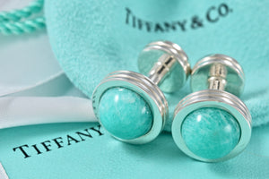 Tiffany & Co. Paloma Picasso Mens Silver Amazonite Cufflinks
