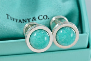 Tiffany & Co. Paloma Picasso Mens Silver Amazonite Cufflinks