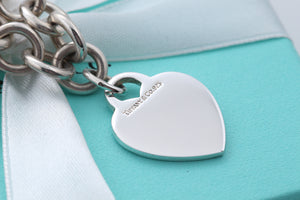 Tiffany & Co. Silver Plain Heart Tag 10mm Heavy Link 16" Necklace