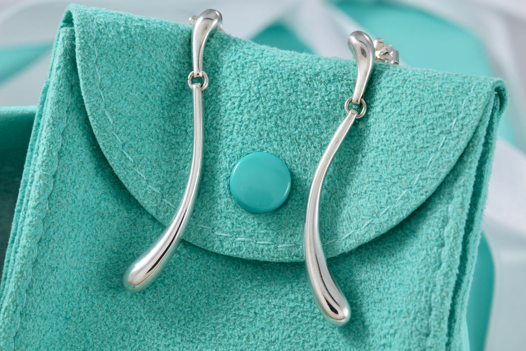 Tiffany & Co. Elsa Peretti Sterling Silver Elongated Dangle Teardrop Earrings