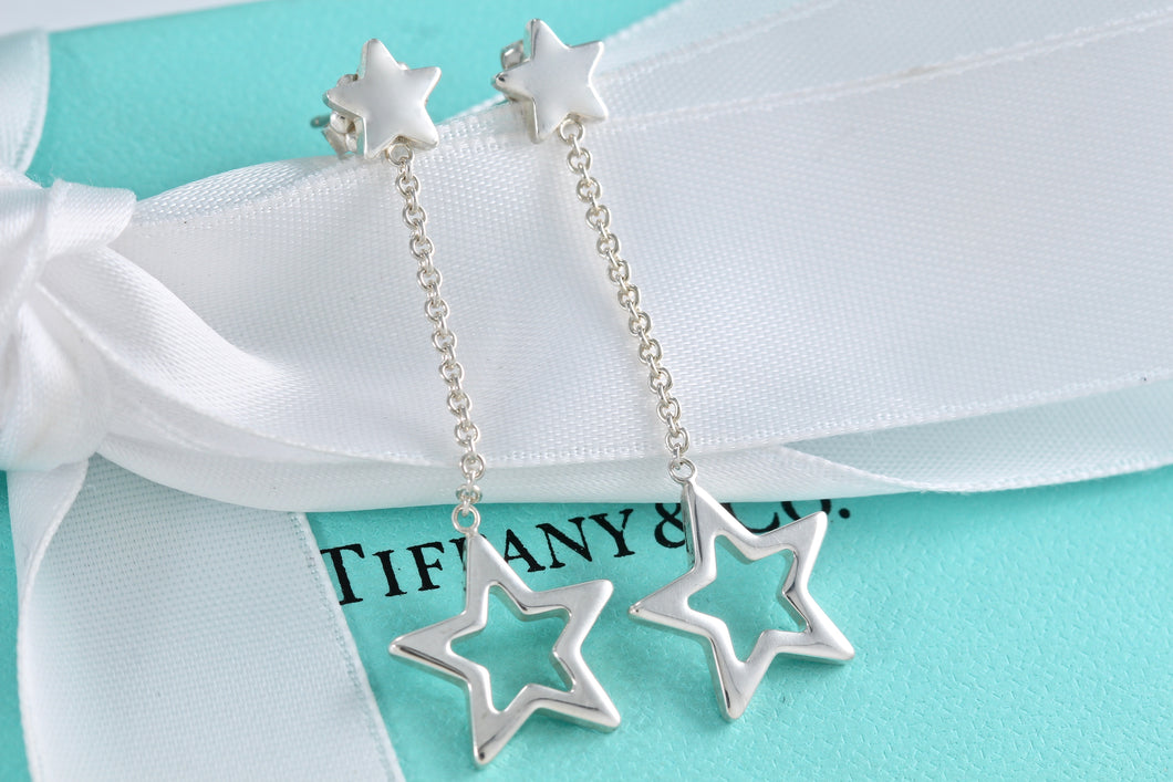 Tiffany & Co. Silver Star Dangle Lariat Earrings