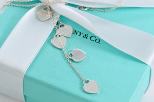 Please Return To Tiffany & Co. Dangling Silver Hearts 5 Drop Necklace