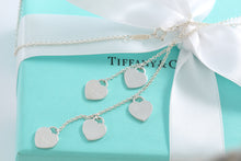 Load image into Gallery viewer, Please Return To Tiffany &amp; Co. Dangling Silver Hearts 5 Drop Necklace
