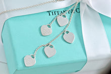 Load image into Gallery viewer, Please Return To Tiffany &amp; Co. Dangling Silver Hearts 5 Drop Necklace
