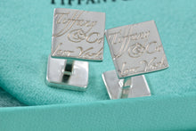 Load image into Gallery viewer, Tiffany &amp; Co. Mens Silver Notes Wavy Square Cufflinks
