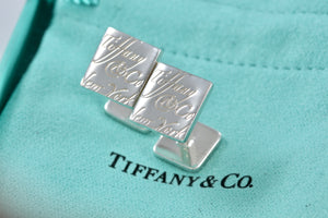 Tiffany & Co. Mens Silver Notes Wavy Square Cufflinks