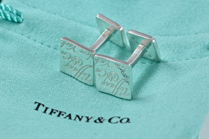 Tiffany & Co. Mens Silver Notes Wavy Square Cufflinks