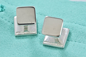 Tiffany & Co. Mens Silver Notes Wavy Square Cufflinks