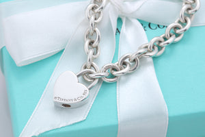 Tiffany & Co. Silver Plain Heart Padlock Bracelet