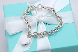 Tiffany & Co. Silver Plain Heart Padlock Bracelet