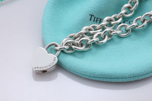 Tiffany & Co. Silver Plain Heart Padlock Bracelet