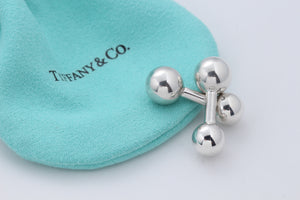 Tiffany & Co. Mens Silver Barbell Ball Cufflinks