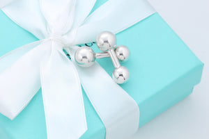 Tiffany & Co. Mens Silver Barbell Ball Cufflinks