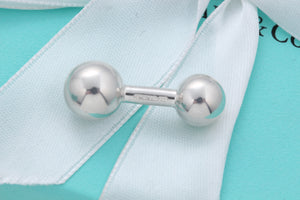 Tiffany & Co. Mens Silver Barbell Ball Cufflinks