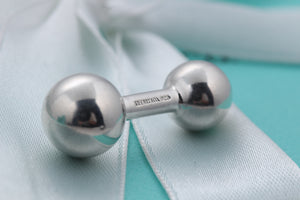 Tiffany & Co. Mens Silver Barbell Ball Cufflinks