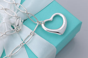 Tiffany & Co. Elsa Peretti Large Open Heart 27mm Pendant Link Necklace
