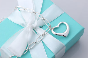 Tiffany & Co. Elsa Peretti Large Open Heart 27mm Pendant Link Necklace
