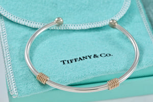 Tiffany & Co. 14K Gold & Silver Coil Cuff Bangle Bracelet Vintage