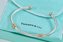 Load image into Gallery viewer, Tiffany &amp; Co. 14K Gold &amp; Silver Coil Cuff Bangle Bracelet Vintage
