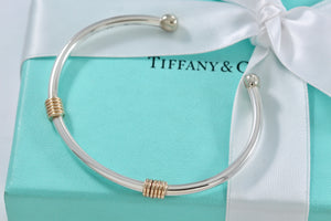 Tiffany & Co. 14K Gold & Silver Coil Cuff Bangle Bracelet Vintage