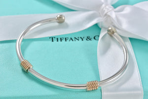 Tiffany & Co. 14K Gold & Silver Coil Cuff Bangle Bracelet Vintage