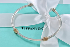 Tiffany & Co. 14K Gold & Silver Coil Cuff Bangle Bracelet Vintage