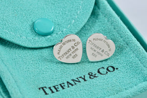 Return To Tiffany & Co. Silver Heart Stud Earrings Medium 1/2"