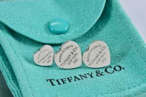 Return To Tiffany & Co. Silver Heart Stud Earrings Medium 1/2"