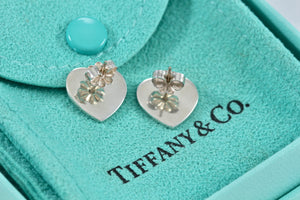 Return To Tiffany & Co. Silver Heart Stud Earrings Medium 1/2"