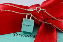 Load image into Gallery viewer, Tiffany &amp; Co. Silver Blue Enamel &quot;Shopping Bag&quot; Charm Pendant 16&quot; Necklace
