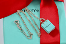 Load image into Gallery viewer, Tiffany &amp; Co. Silver Blue Enamel &quot;Shopping Bag&quot; Charm Pendant 16&quot; Necklace
