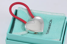 Load image into Gallery viewer, Tiffany &amp; Co. Silver Heart Red Rubber Key Ring Keychain
