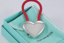 Load image into Gallery viewer, Tiffany &amp; Co. Silver Heart Red Rubber Key Ring Keychain
