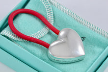Load image into Gallery viewer, Tiffany &amp; Co. Silver Heart Red Rubber Key Ring Keychain
