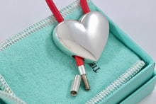 Load image into Gallery viewer, Tiffany &amp; Co. Silver Heart Red Rubber Key Ring Keychain
